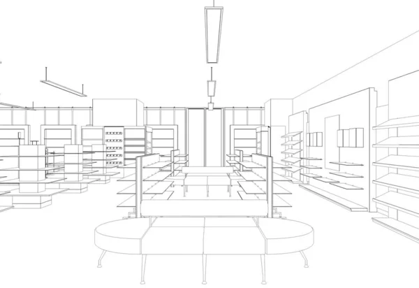 Illustration Intérieur Magasin Isolé Sur Fond — Photo