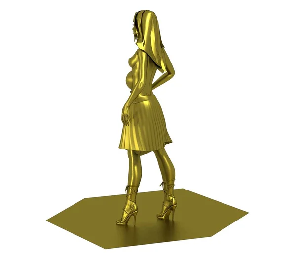 Złoty Model Naga Dziewczyna Piłką — Zdjęcie stockowe