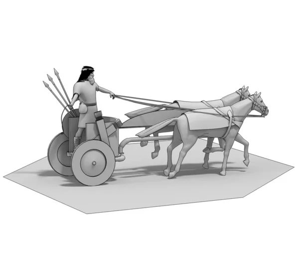 Grey Model Chariot Warrior White Background — Stock Photo, Image