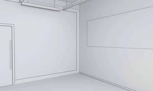 空の部屋の内部可視化 3Dイラスト — ストック写真