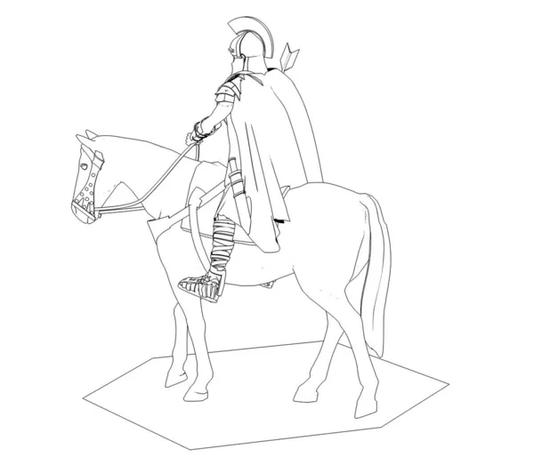 Horse Rider Warrior Sketch White Background — Stock Photo, Image