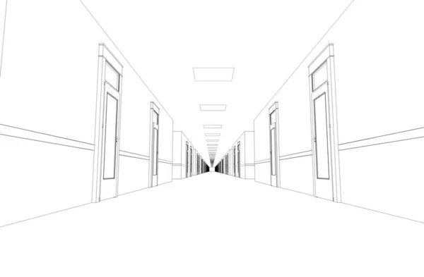 Long Empty Corridor Interior — Stock Photo, Image