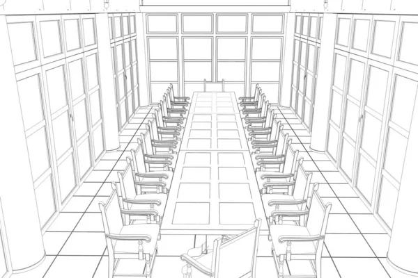 Contour Visualization Conference Room Interior Illustration Sketch Outline — Stock Photo, Image