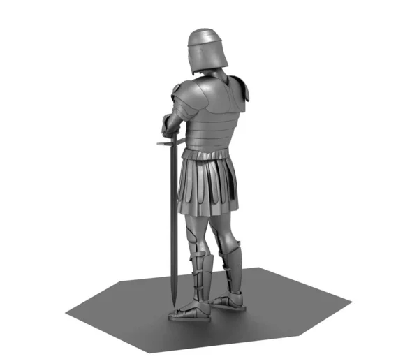 Μοντέλο Της Ρώμης Πολεμιστής Σπαθί Λευκό Φόντο — Φωτογραφία Αρχείου