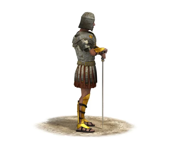 白を背景にしたローマの戦士の3Dカラーイラスト — ストック写真