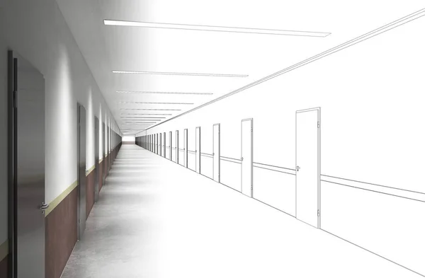 Corridor Interior Illustration — Stock Photo, Image