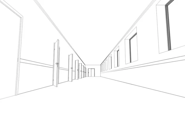 Lange Leere Korridore — Stockfoto