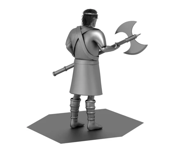 Illustration Warrior White Background — Stock Photo, Image