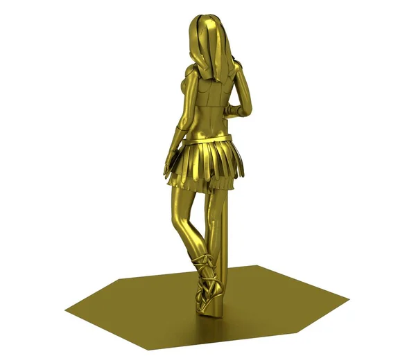 Złoty Model Wojownika Dziewczyna Trzyma Miecz — Zdjęcie stockowe