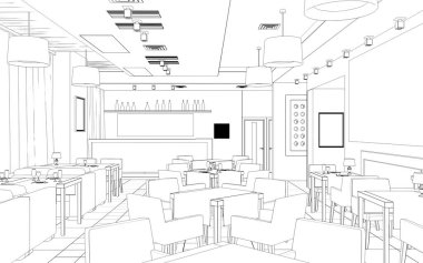 Kafe içi görselleştirme, 3D çizim çizimi 
