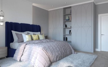 Yatak odasının içi boş. 3d illüstrasyon