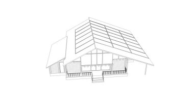 Ev binası, 3 boyutlu görselleştirme, illüstrasyon