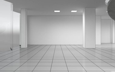 Boş oda iç tasviri, 3 boyutlu illüstrasyon 