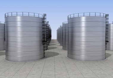Endüstriyel tank binaları, 3 boyutlu görselleştirme, illüstrasyon