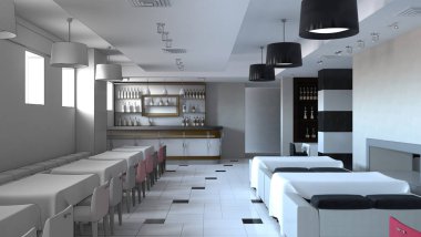 Kafe içi görselleştirme, 3D çizim çizimi 