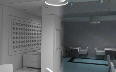 Kafe içi görselleştirme, 3D çizim çizimi 