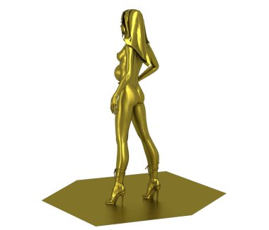 Toplu çıplak kızın 3D altın modeli. 