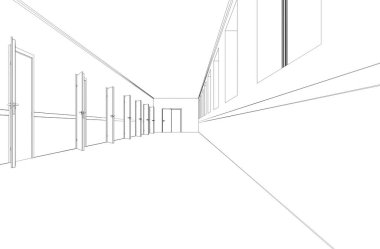 Uzun, boş bir koridor. 