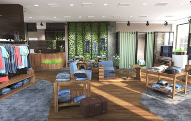 Modern depolama iç görselleştirme, 3d illüstrasyon