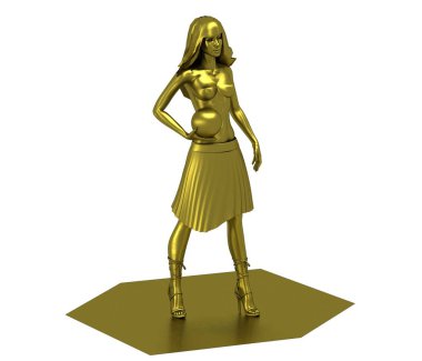 Toplu çıplak kızın 3D altın modeli. 