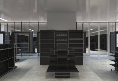 Kıyafetler iç mekan görüntülemesi, 3 boyutlu illüstrasyon 