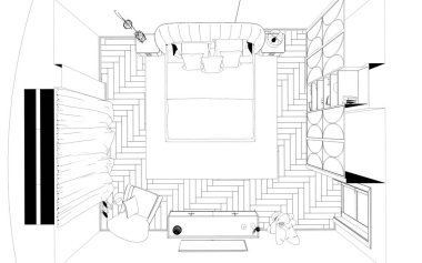 Yatak odasının içi boş. 3d illüstrasyon