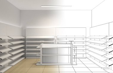 Renk depolama iç görselleştirme, 3d illüstrasyon 