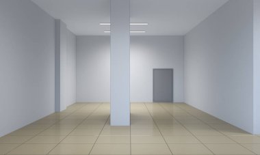 Boş oda iç tasviri, 3 boyutlu illüstrasyon 