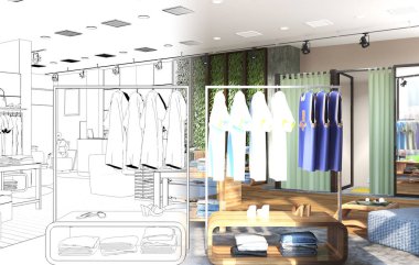 Modern depolama iç görselleştirme, 3d illüstrasyon