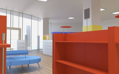 Renk depolama iç görselleştirme, 3d illüstrasyon 