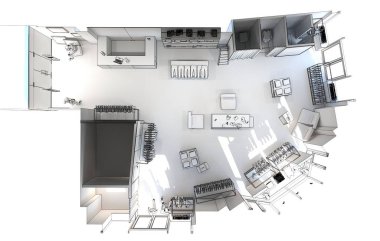 Modern depolama iç görselleştirme, 3d illüstrasyon