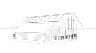 Ev binası, 3 boyutlu görselleştirme, illüstrasyon