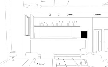 Kafe içi görselleştirme, 3D çizim çizimi 