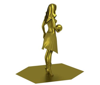 Toplu çıplak kızın 3D altın modeli. 