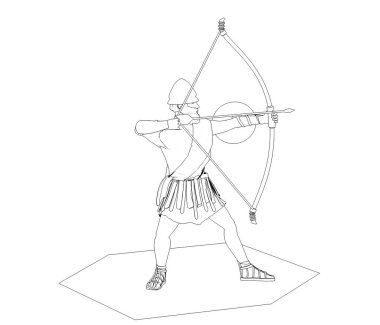 Beyaz arka planda savaşçının 3D çizimi