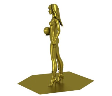 Toplu çıplak kızın 3D altın modeli. 