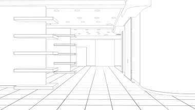 Renkli giysiler iç görüntü depolama, 3 boyutlu illüstrasyon 