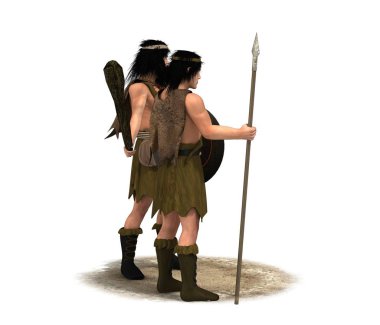 Beyaz arkaplandaki savaşçıların 3D çizimi