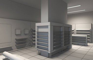 Renk depolama iç görselleştirme, 3d illüstrasyon 