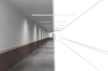 3d iç görüntü koridoru