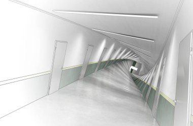 3d iç görüntü koridoru