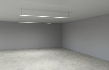 Boş oda iç tasviri, 3 boyutlu illüstrasyon 