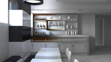 Kafe içi görselleştirme, 3D çizim çizimi 