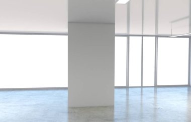Boş oda iç tasviri, 3 boyutlu illüstrasyon 