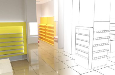 Renk depolama iç görselleştirme, 3d illüstrasyon 