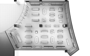 Depolama iç görsellemesinin üzerinde, 3d gri illüstrasyon 