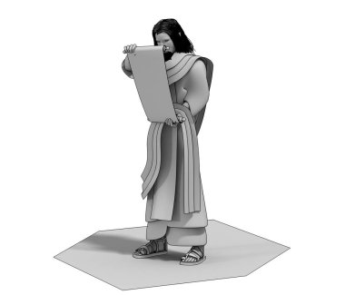 Beyaz arka planda eski bir adamın 3D çizimi