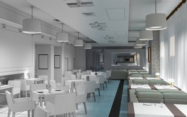 Kafe içi görselleştirme, 3D çizim çizimi 