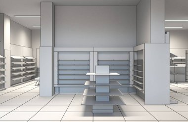 Renk depolama iç görselleştirme, 3d illüstrasyon 