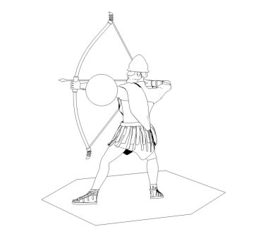 Beyaz arka planda savaşçının 3D çizimi